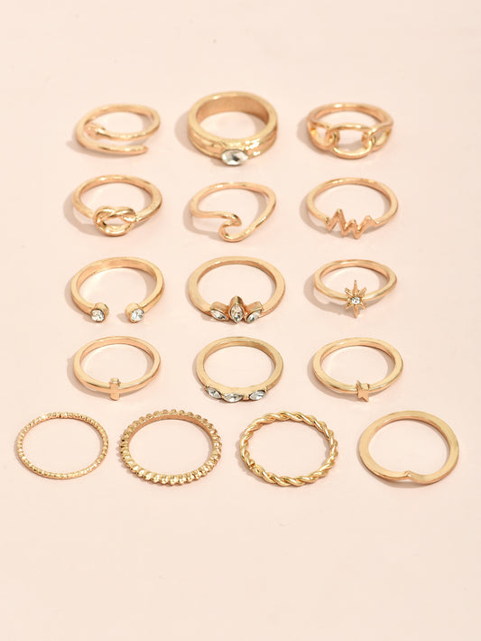 Versatile Gold Color Assorted Style RingsVersatile Gold Color Assorted Style Rings Metal Ring Set Women