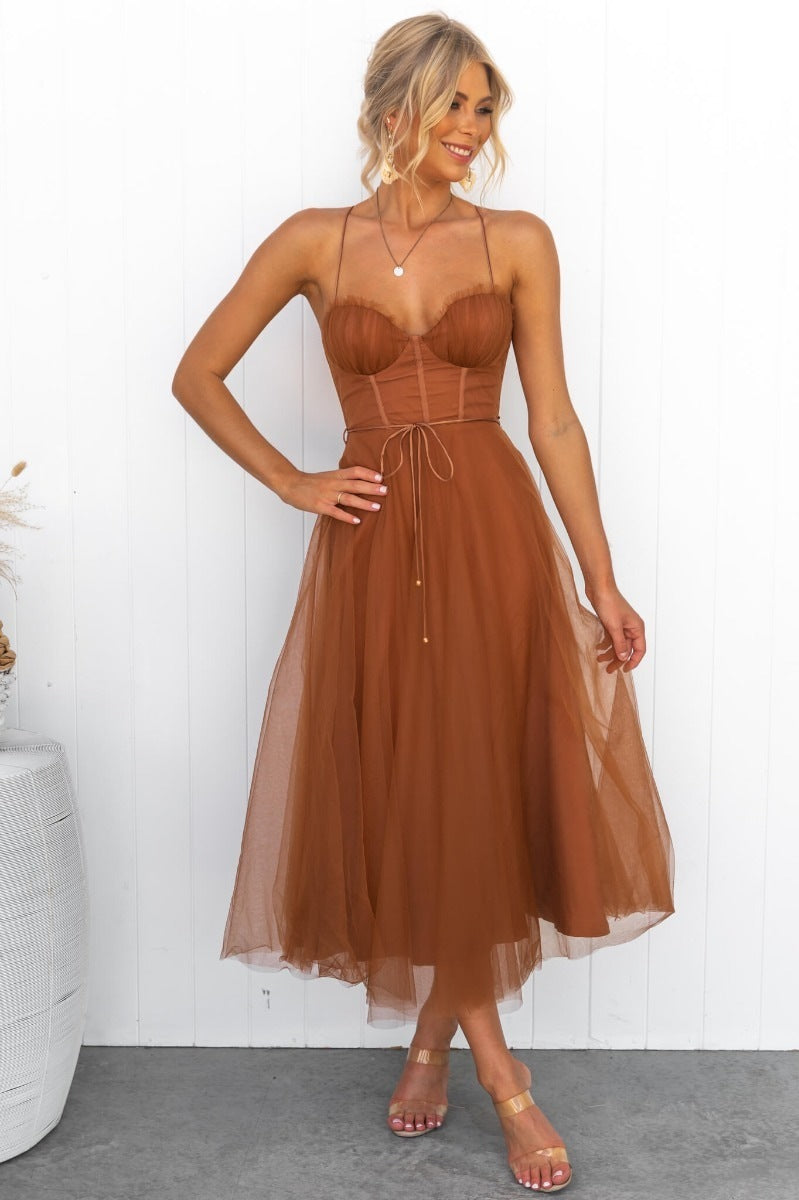 Temperament Camisole Mesh Party Evening Dress For Women's