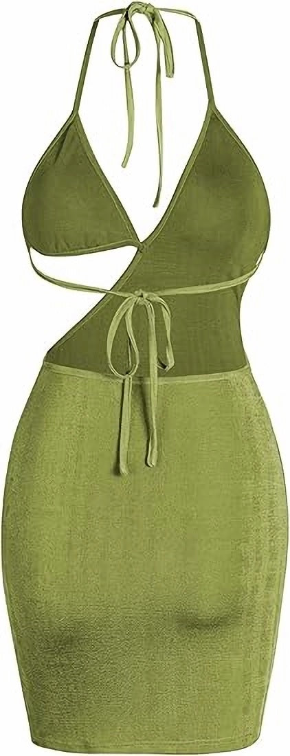 Sexy Bodycon Party Dresses Backless Spaghetti Straps Bra Cutout Jersey Halter Naughty Clubwear