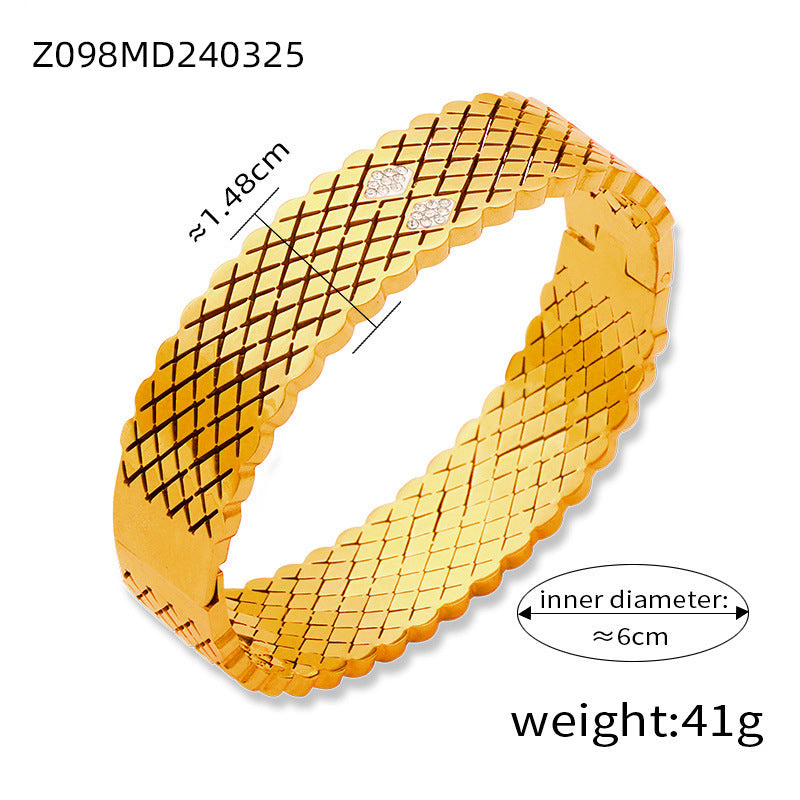 Fashion New Personalized Titanium Steel Gold-plated Diamond Geometric Bracelet