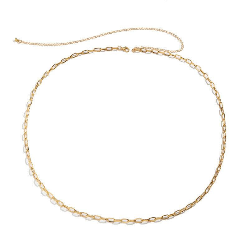 Minimalist Paperclip Waist Chain | Trendy Oval Link Belly Chain | Dainty Gold & Silver Hip Chains Cold Wind Single-layer Metal Chain Waist Chain
