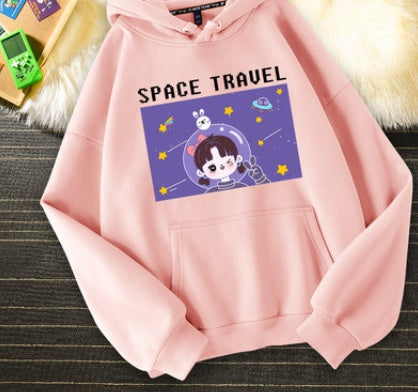 Playful Graphic Hoodie - Multi-Color Options Women's Loose Korean Style Niche Spring Top