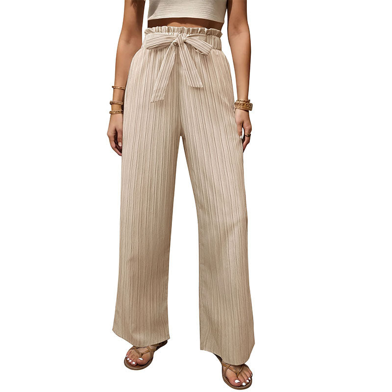 Comfortable New Tied Lotus Leaf Elastic Trousers For Women's