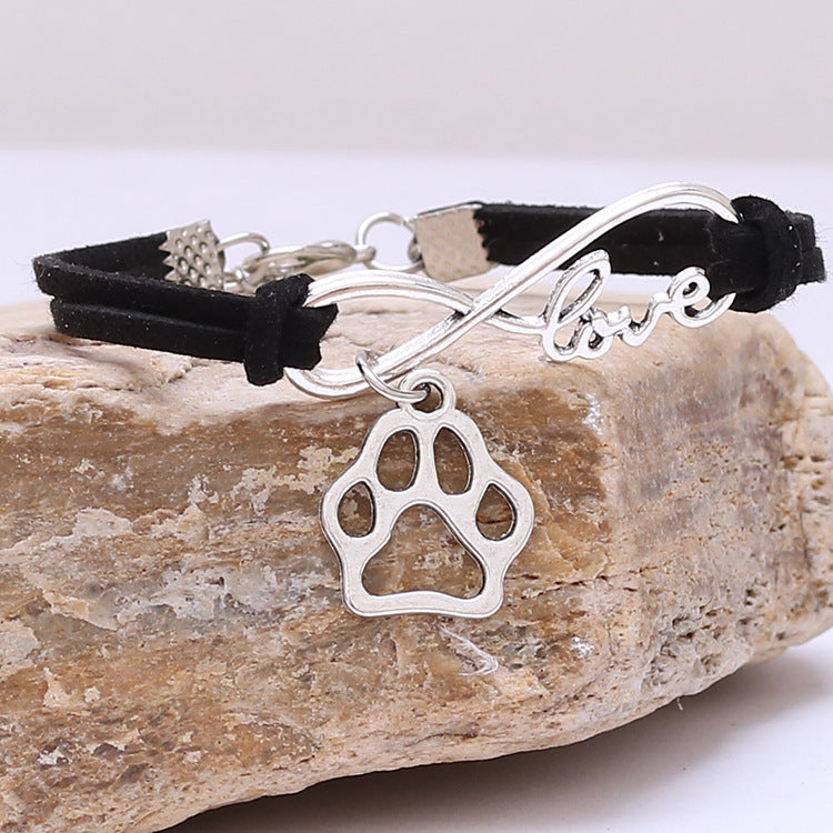 Cute Dog Paw & "Love" Infinity Friendship Bracelet Jewelry Simple Style Hand-woven Infinite Love Pet Bracelet