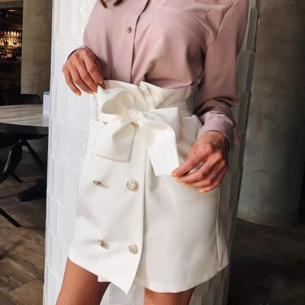 Bow Tie Mini Sweet Vintage Button Skirts For Women