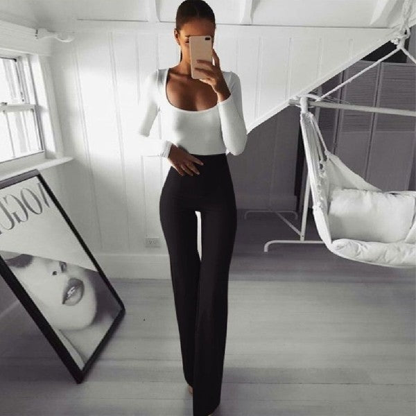 Slim big flared yoga pants wide-leg pants Sculpt Fit High-Waist Flare Pants – Bold Curves, Sleek Confidence