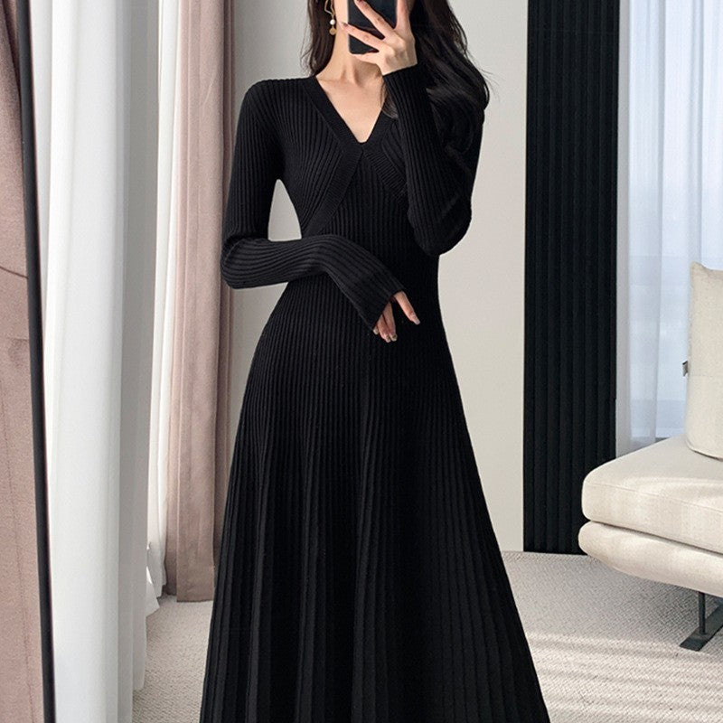 Retro Hong Kong Style Meiko Atmospheric Knitted Dress