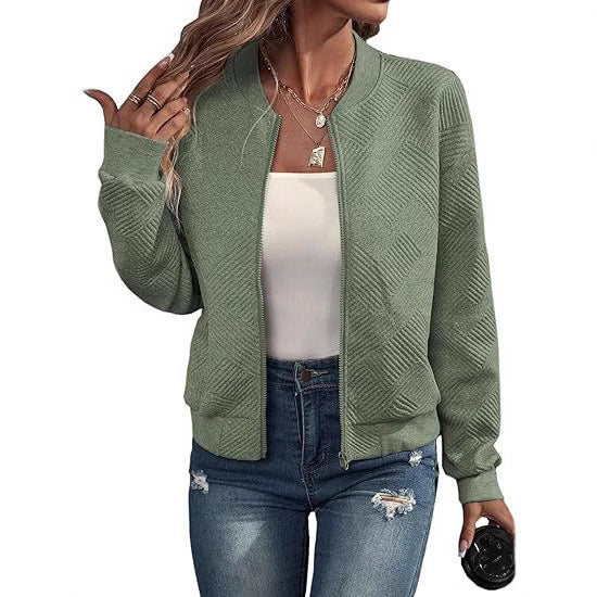 Zipper Pocket Comfort And Casual Long Sleeve Jacket For Women's
