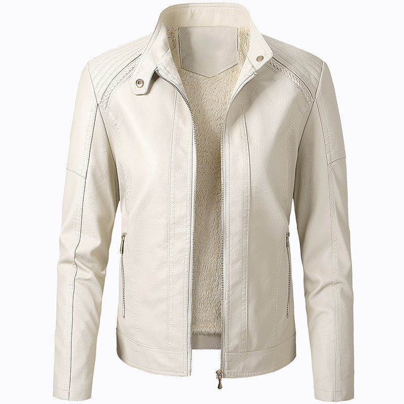 Long Sleeve Black Leather Jacket Pu Leather Women Short