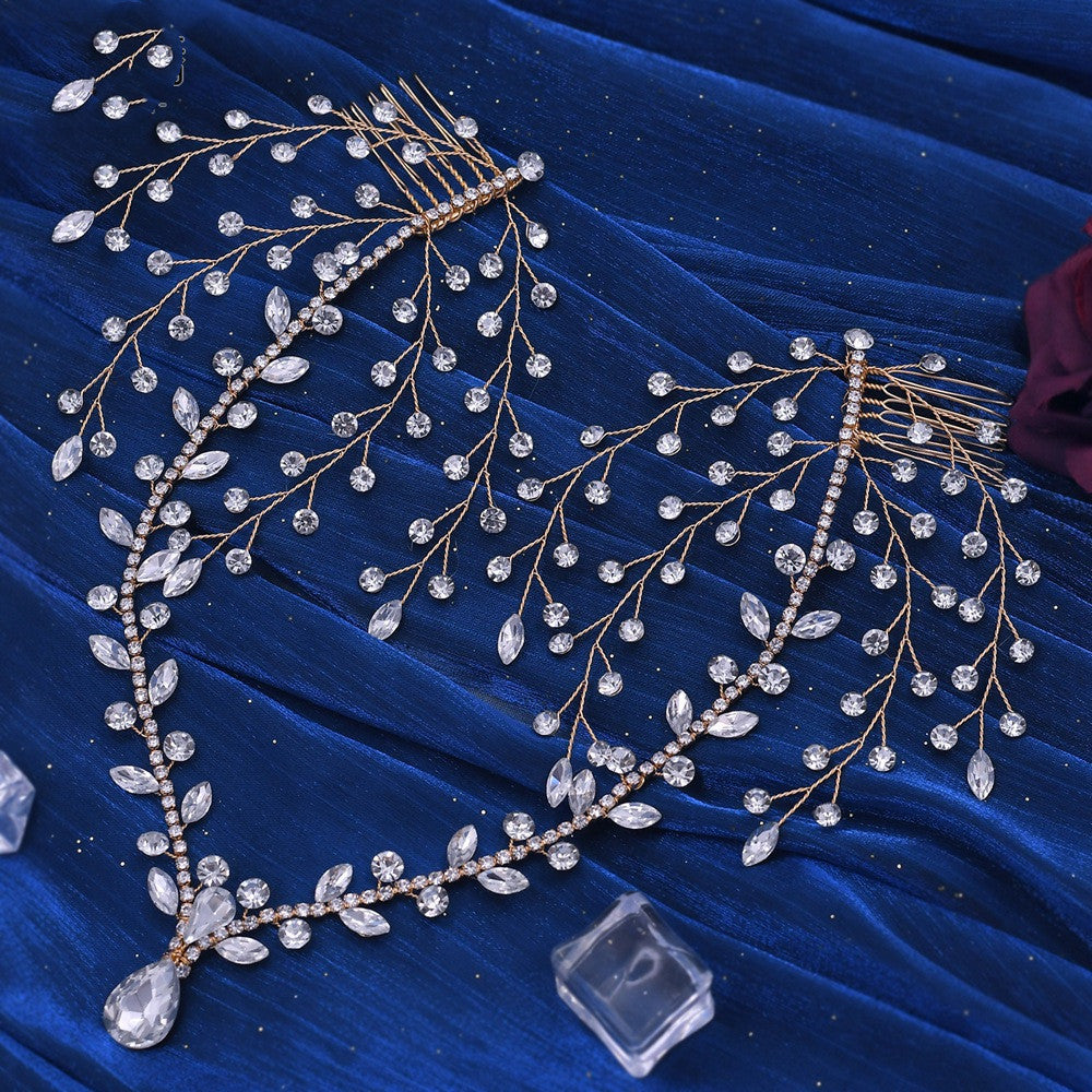 Luxury Crystal Bridal Forehead Headpiece Bridal Tiara Rhinestone Wedding Hair Accessories