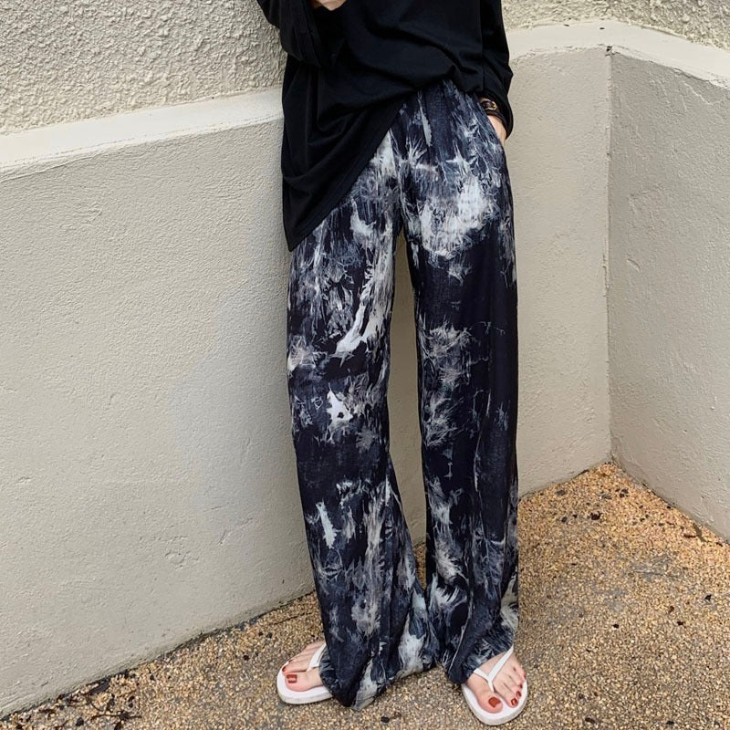Vibe Wave Printed Lounge Pants – Unapologetically Bold Tie Dye Wide Leg Pants New Women's Nine-quarter Pants