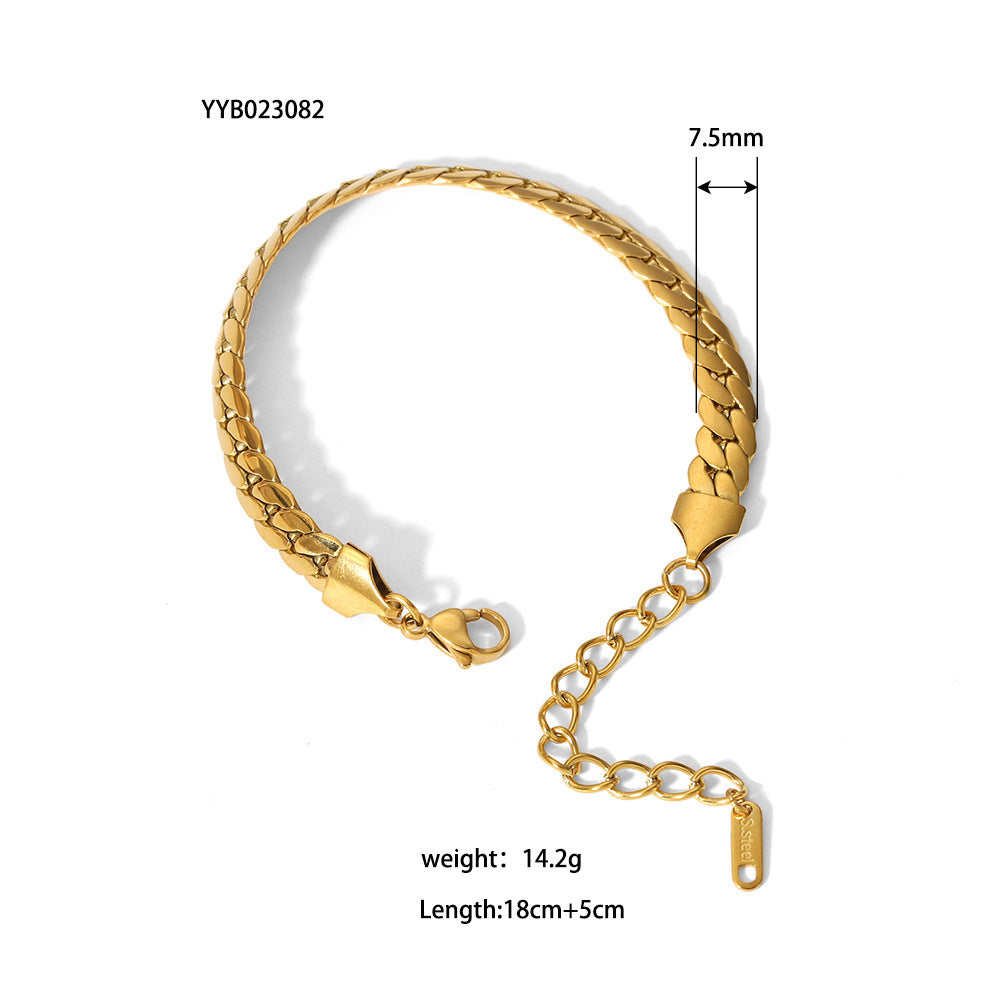 Elegant Gold Plated Bracelet Stack - Various Chain Designs Stainless Steel Ornament Bracelet Female
