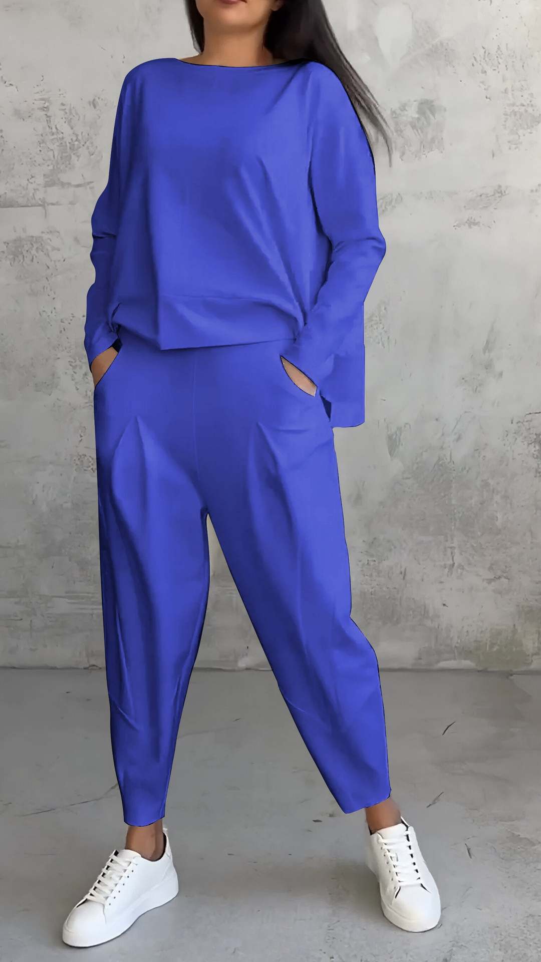 Chic Everyday Coord Set – Style Meets Comfort Women's Irregular Design Long-sleeved Sweater Harem Pants Suit