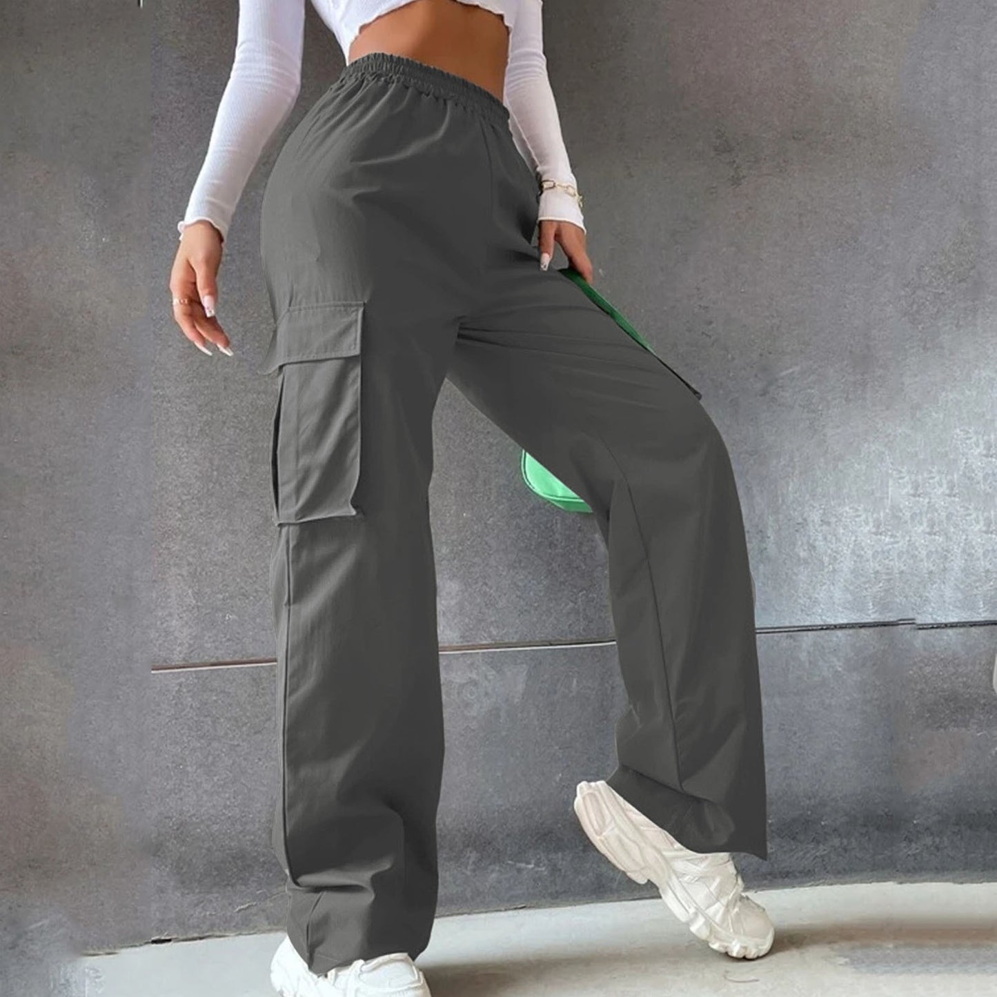 Urban Flex Cargo Pants – Bold Colors, Bigger Moves No Belt Pants High Waist Season Wide Leg Pants Straight Loose Temperament Commuter Pants