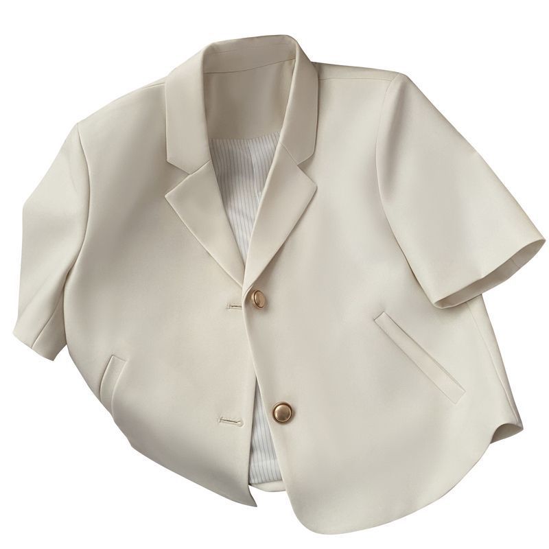 Creamy-white Short-sleeved Suit Jacket For Women's