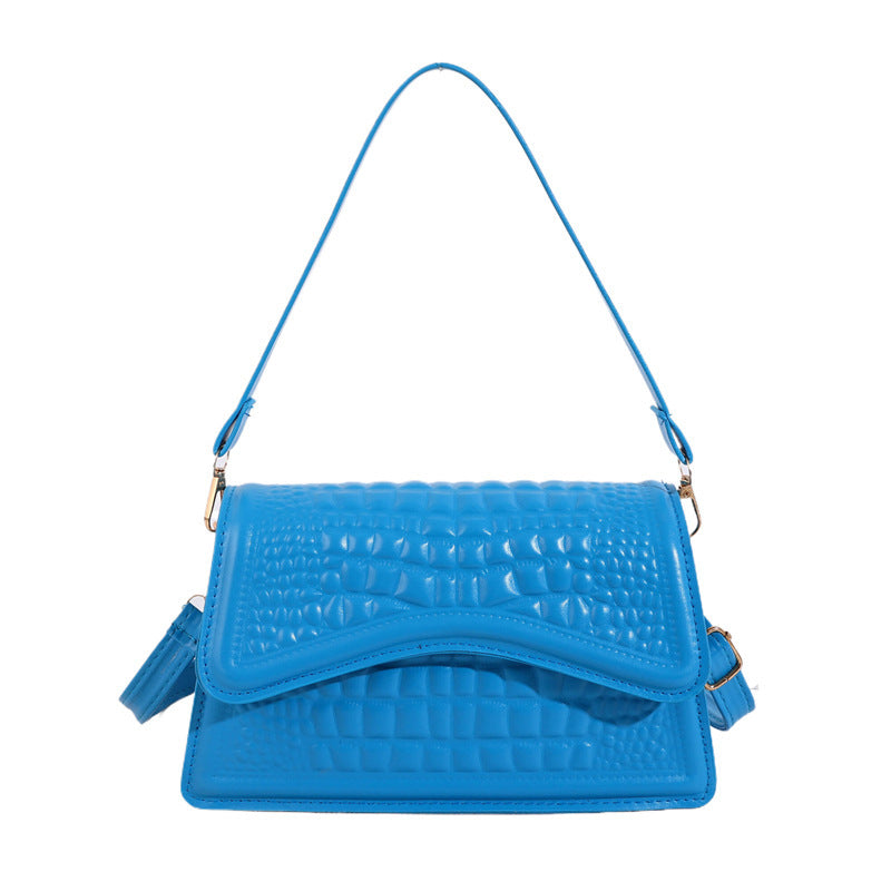 Croc-Embossed Mini Handbag – Bold Colors, Big Style Pattern Shoulder Commuter Western Style Messenger Bag