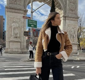 Lapel Loose Short Suede Contrast Color Pocket Side Zipper Lamb Wool Long Sleeve Coat