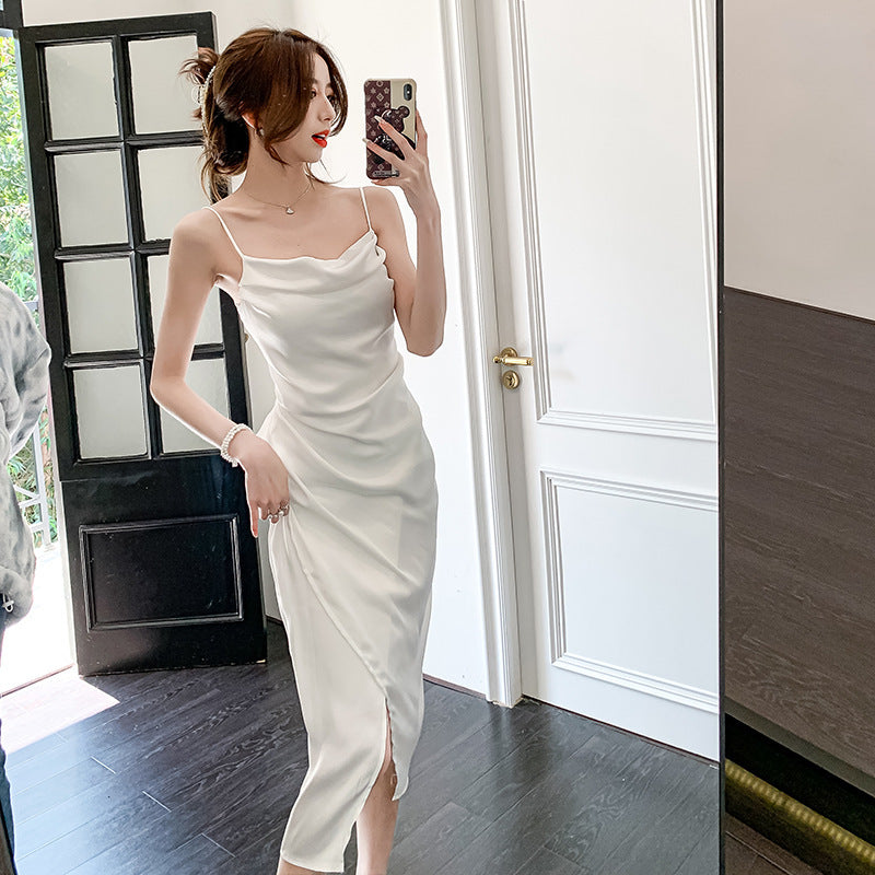 Fashion Suspender Waist Closed Dress Female Summer