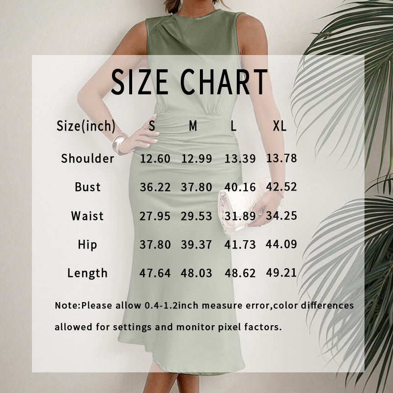 Sleeveless Tank Dress Crew Neck Slim Fit Ruched Bodycon Dress Casual Party Club Dress