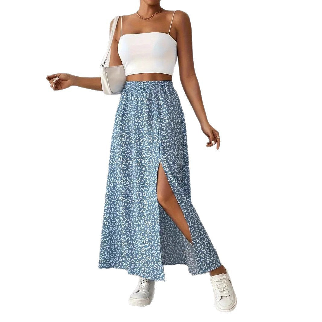Fashionable With Side-slit Printed Skirt For Women's