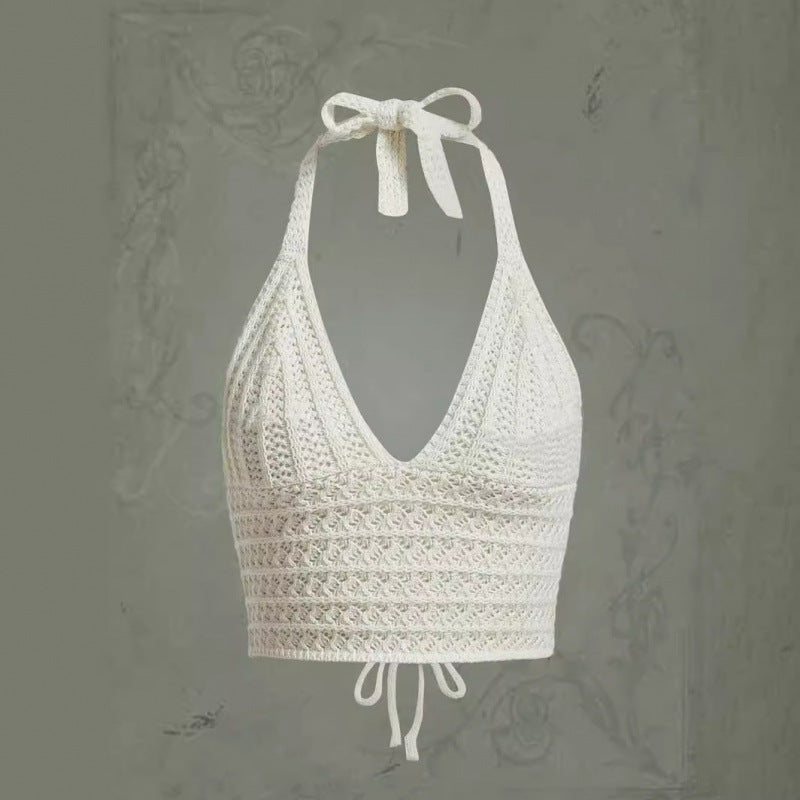 Seaside Holiday Short Inner Woven Halter Top Vest For Women's