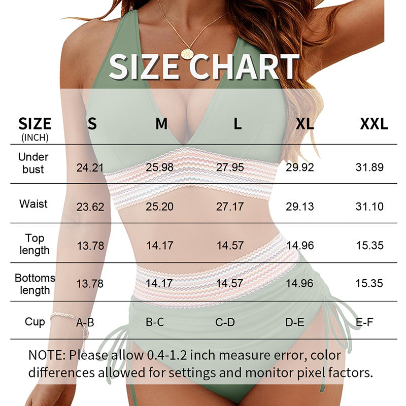 High Waisted Bikini Sets Two Piece Tummy Control Swimsuit Color Block Bathing Suits