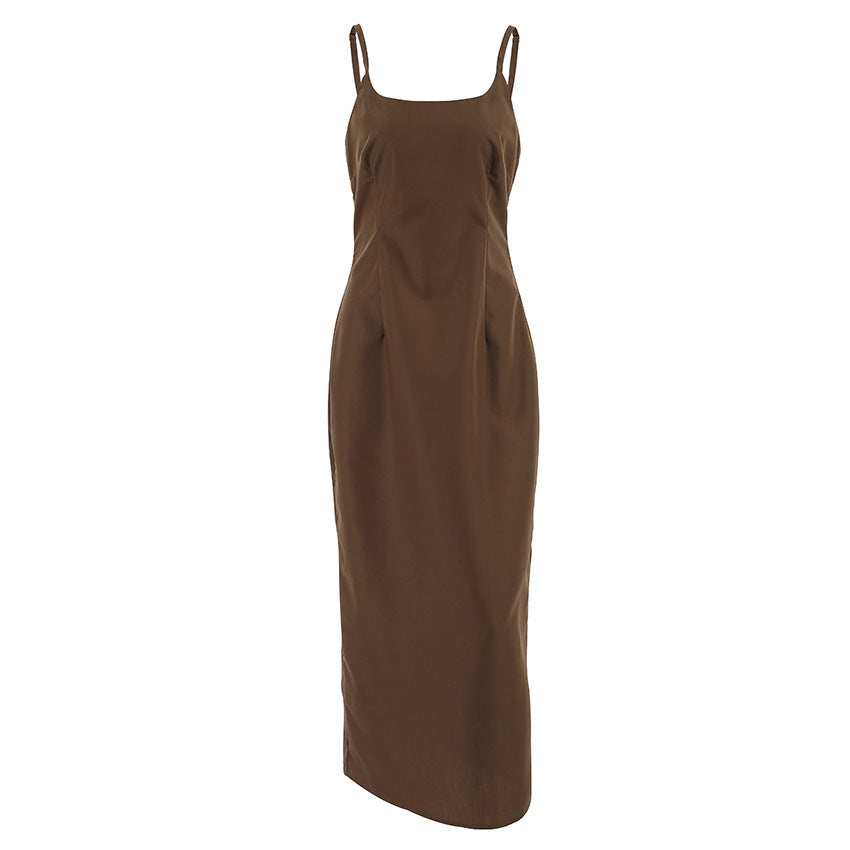 Sexy Brown Dress Sling Basic Women's Dress