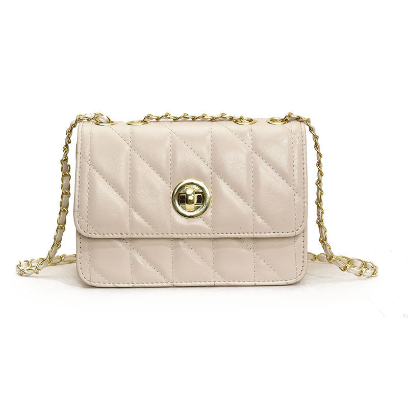 Elegant Diamond Lattice Pattern Crossbody Purse Women's Fashion Thread Chain Shoulder Bags Casual Messenger Bag