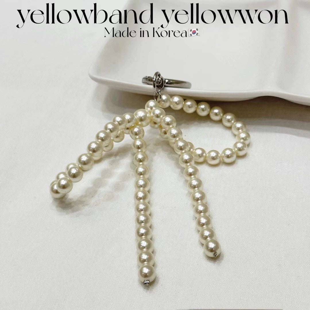 Chic Pearl Embellished Bow Accessory Charm Simple Ins Style Beaded Pearl Bowknot Bag Bag Charm Mobile Phone Charm