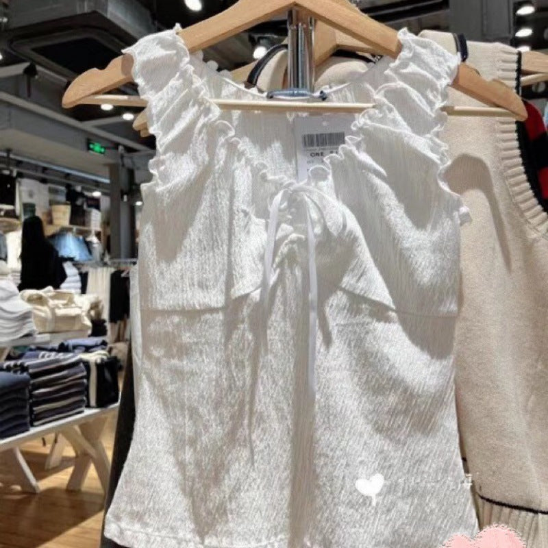Three-button Eyelet Long-sleeved T-shirt Two-piece Set