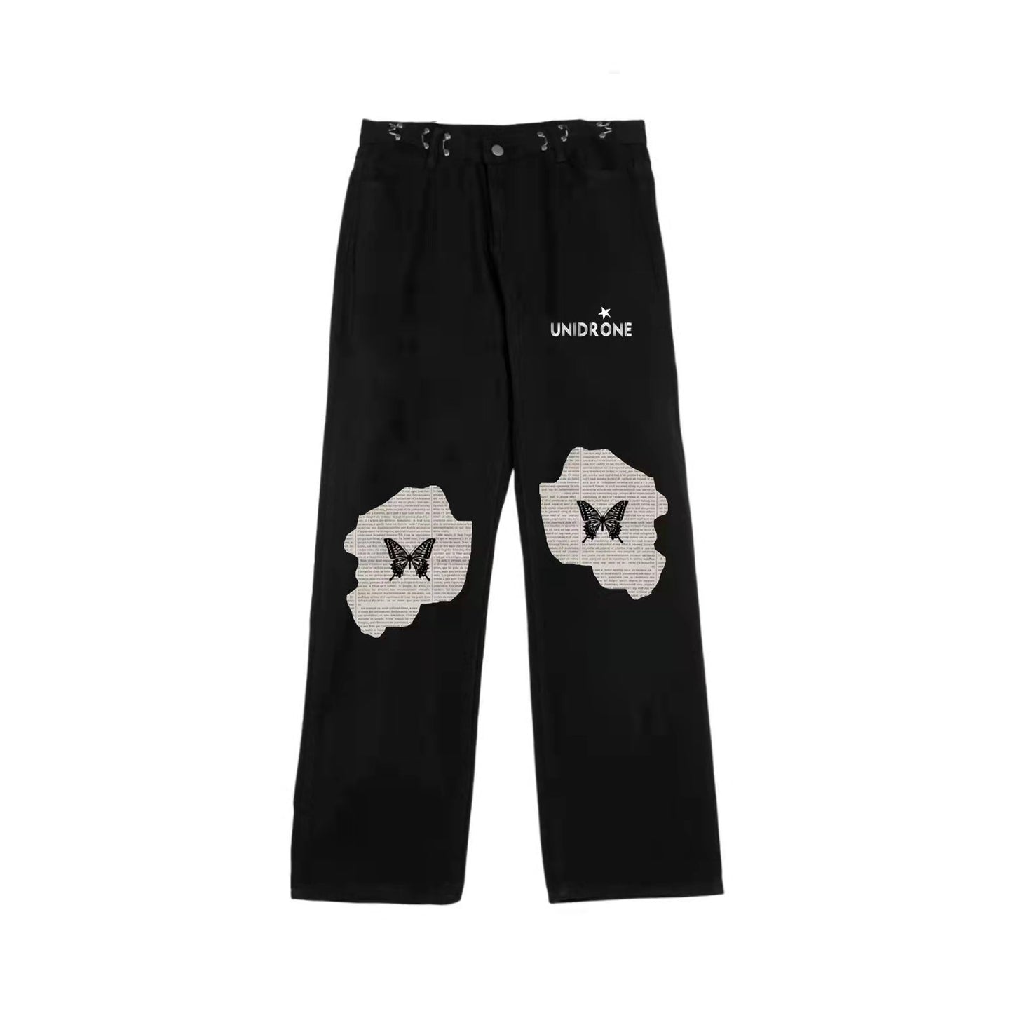 Unisex Streetwear Butterfly Patch Cargo Pants – Oversized Hip Hop Joggers Washed Straight Loose Casual Jeans For Men And Women