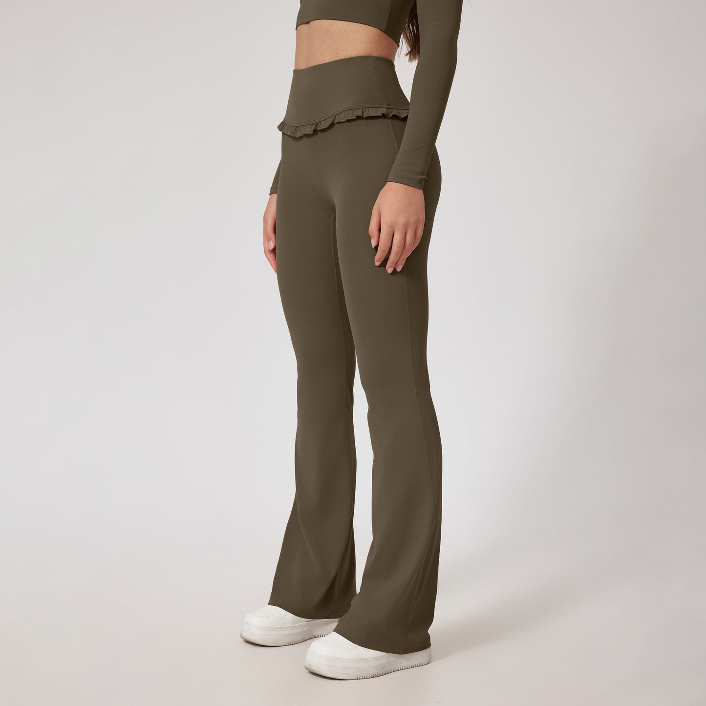 Flare & Flex Ruffle Pants – Sweet Details, Fierce Comfort High Waist Hip Lift Lace Nude Feel Yoga Pants Running Fitness