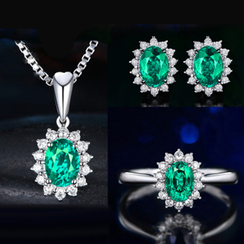 Elegant Radiance Jewelry Sets – Sparkle in Every Color Blue Red Yellow Green Purple White Gemstone Zircon Necklace Suit
