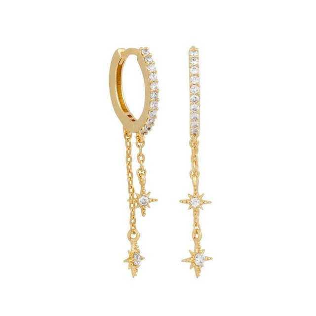 New Design Stainless Steel Cubic Zirconia Chain Hoop Earring