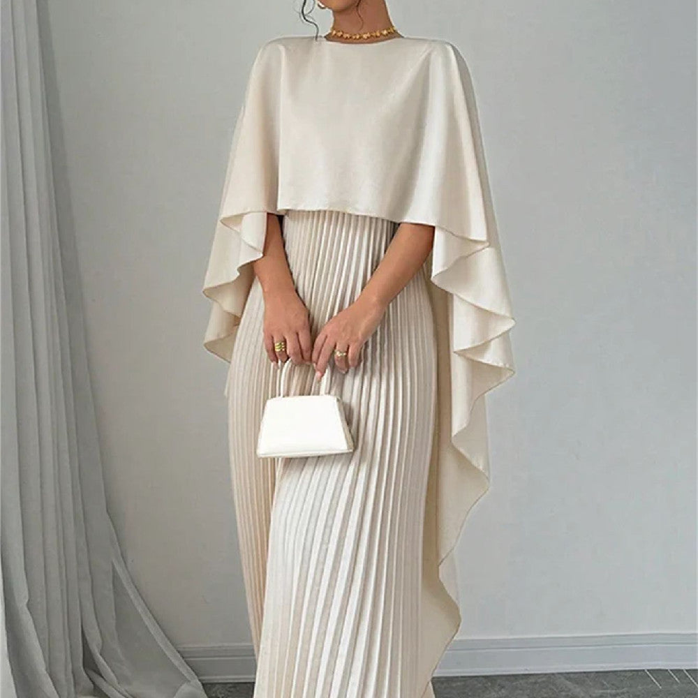 Elegant Pleated Kaftan Dress – Grace in Every Fold Women's Fashion Loose Batwing Sleeve Dress