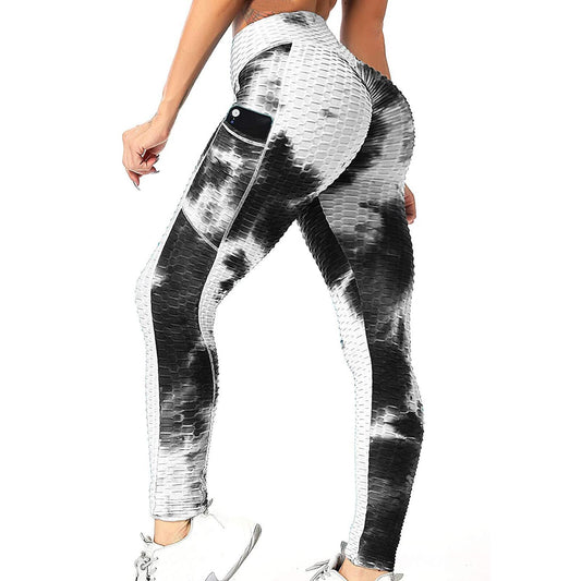 VibeFlex Tie-Dye Leggings – Color Rush Edition Cross-border European And American Foreign Trade New Style Yoga Pants Jacquard Pants