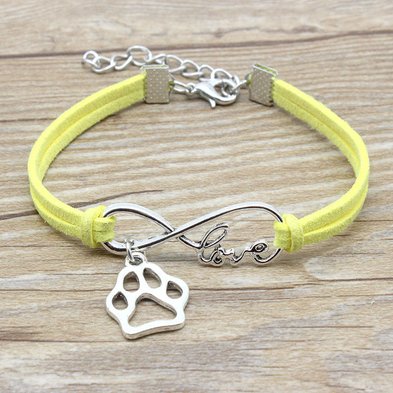 Cute Dog Paw & "Love" Infinity Friendship Bracelet Jewelry Simple Style Hand-woven Infinite Love Pet Bracelet