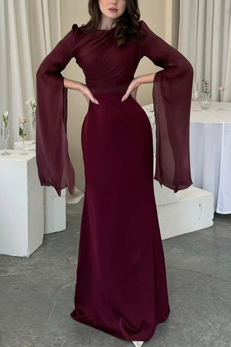 Fashion Temperament Crew Neck Slim Fit Dress For Women's