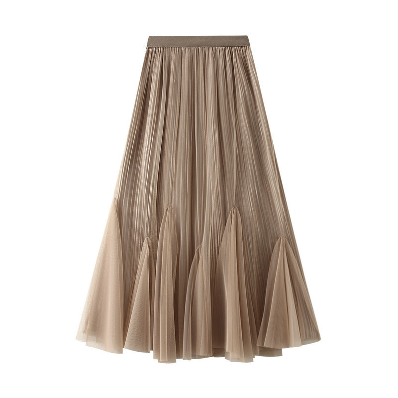 Autumn Retro Fall Gauze Skirt Slimming Large Hem Fishtail Skirt For Women