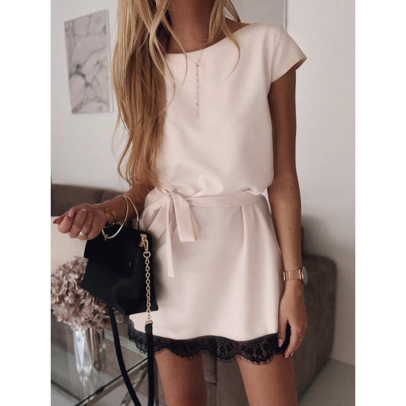 Lace lace temperament short sleeve dress