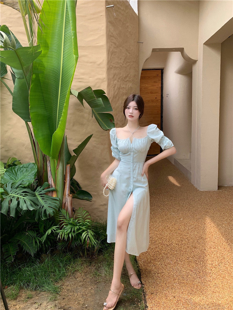 Aesthetic Chic Square Neck Maxi Party Wear Dress