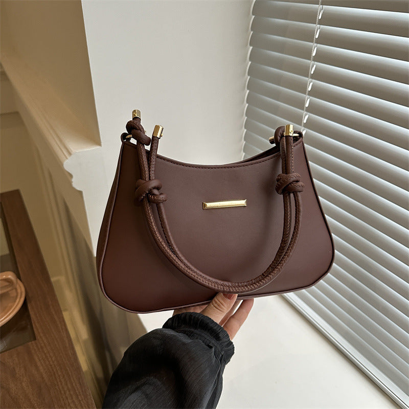 Stylish Minimalist Design Crescent-Shaped Purse Women's High-end Hand-held Armpit Small Square Bag