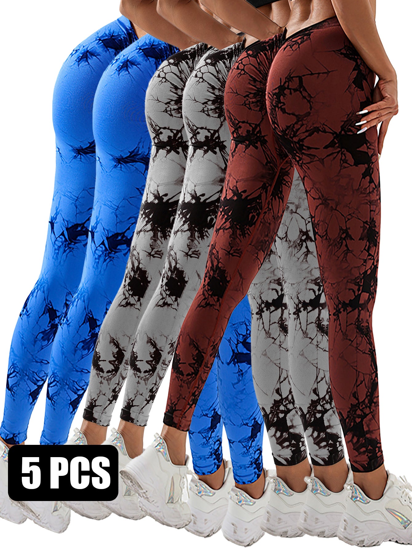Tie-Dye Booty Boost Leggings (5-Pack) Dyed Yoga Pants With A Waistband At The Lower Back Active Yoga Pants