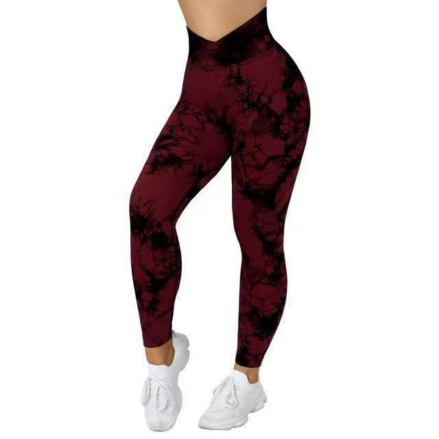 Tie-Dye Seamless Scrunch Leggings – Bold Prints, Sculpted Fit Yoga Pants Push Up Sport Fitness Running Gym Leggings