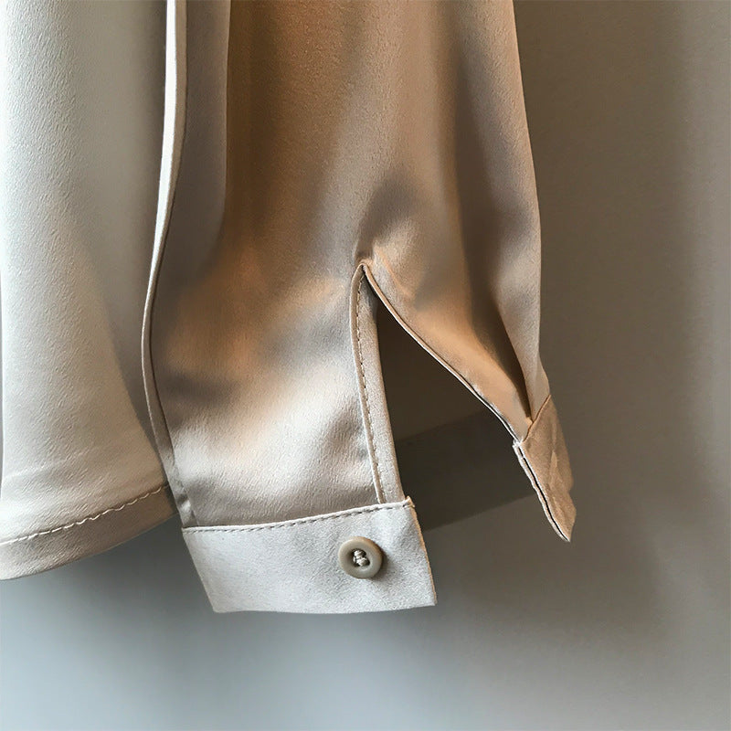 Elegant Satin Long Sleeve Blouse – Chic & Timeless Style Women's Silk Satin Shirt