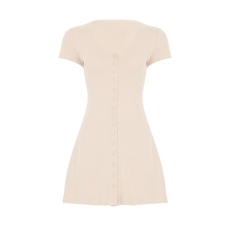 French Romantic Girl Style Base Breasted Knitted Dress