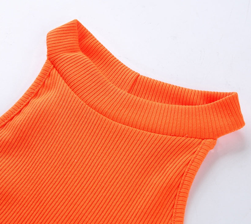 Halter Bodysuits Neon Elastic Tank Jumpsuit Fashion