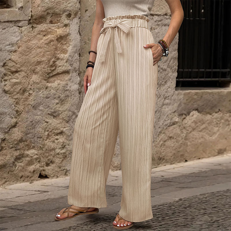 Comfortable New Tied Lotus Leaf Elastic Trousers For Women's