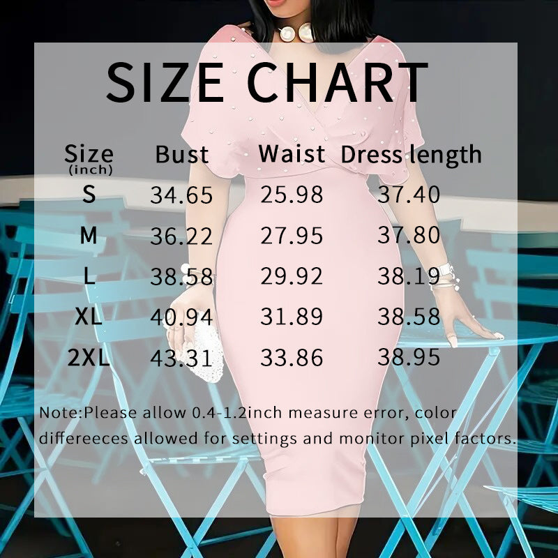 Elegant Deep V Neck Wrap Bodycon Dress Back Zipper Pencil Midi Dress