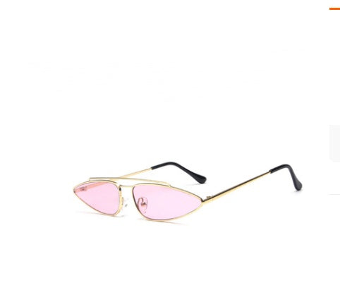 Retro Skinny Cat Eye Sunglasses New Double Metal Frame Vintage Sunglasses